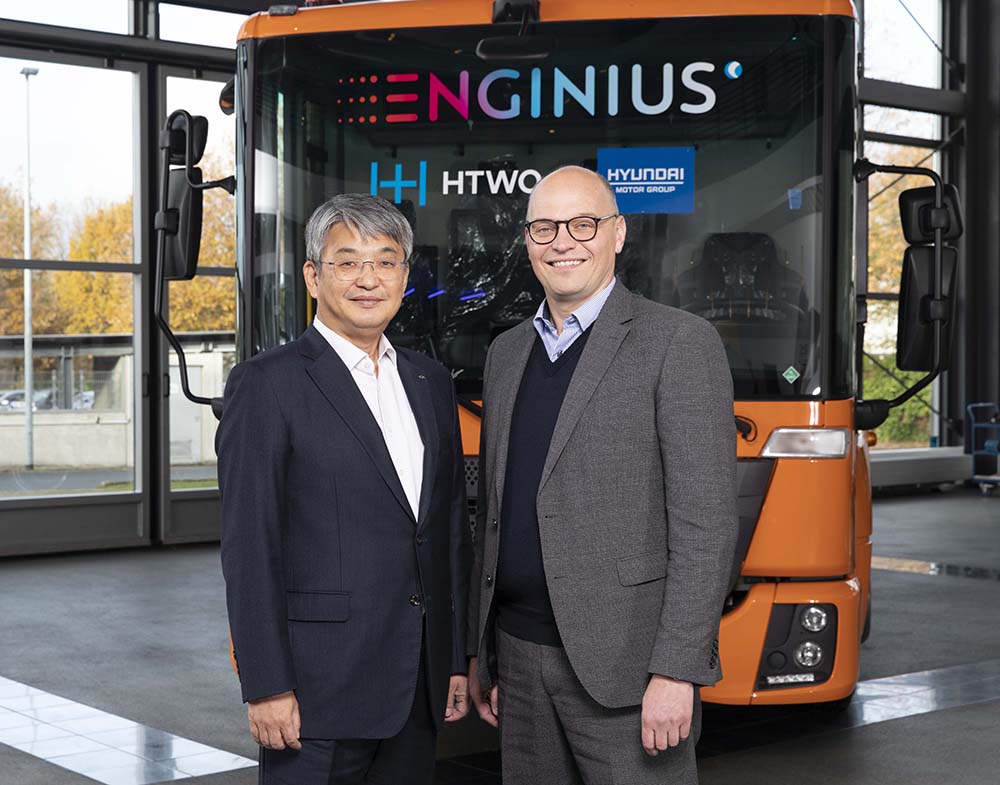 La tecnología de pila de combustible HTWO de Hyundai Motor Group suministrará energía limpia a los camiones comerciales ENGINIUS de FAUN